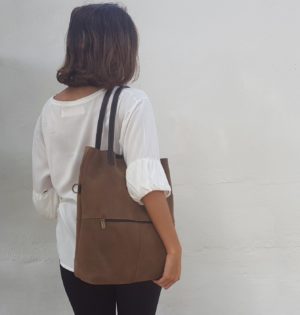Cala bolso piel natural Castaño