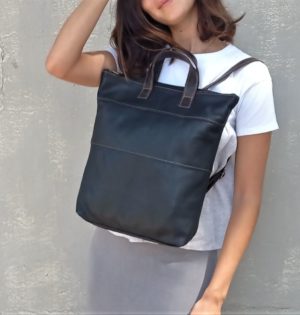 Cala mochila Palma negra de piel hecha en España calaalicante 30 aniversario