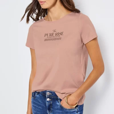Camiseta Ilustración Texto Rosa