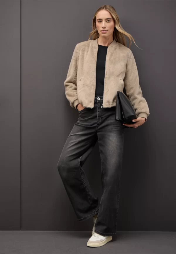 Chaqueta de piel Sintética Champán Suave