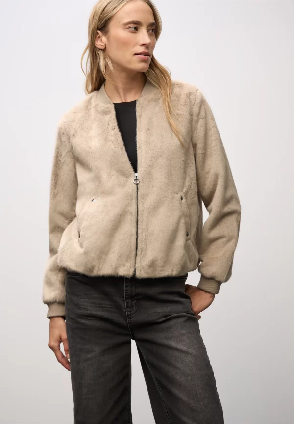 Chaqueta de piel Sintética Champán Suave