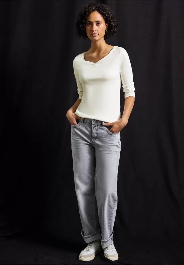 Camiseta Básica con Detalle de Botones Blanca