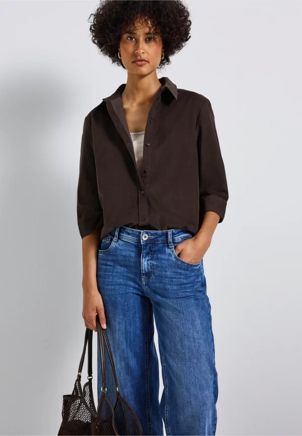 Blusa con Dobladillo de Cordón Marrón