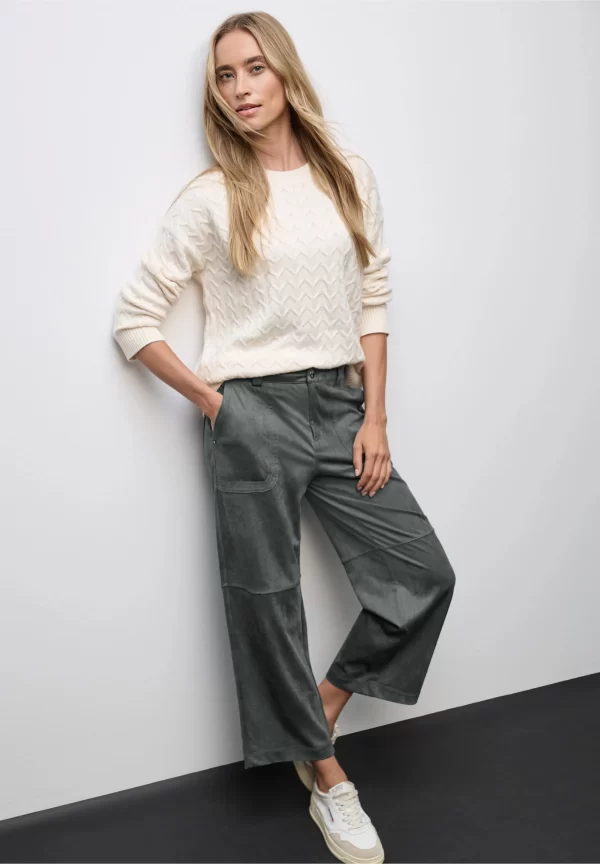 Pantalón Efecto Terciopelo Verde