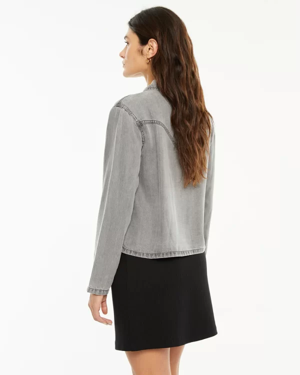 Camisa Tencel Bolsillos Gris
