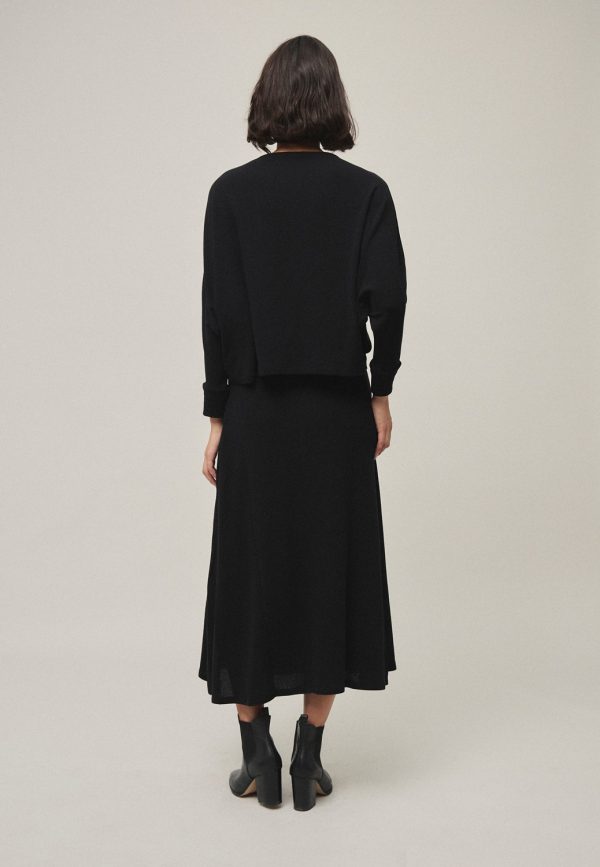 Falda Larga Punto Midi Gris