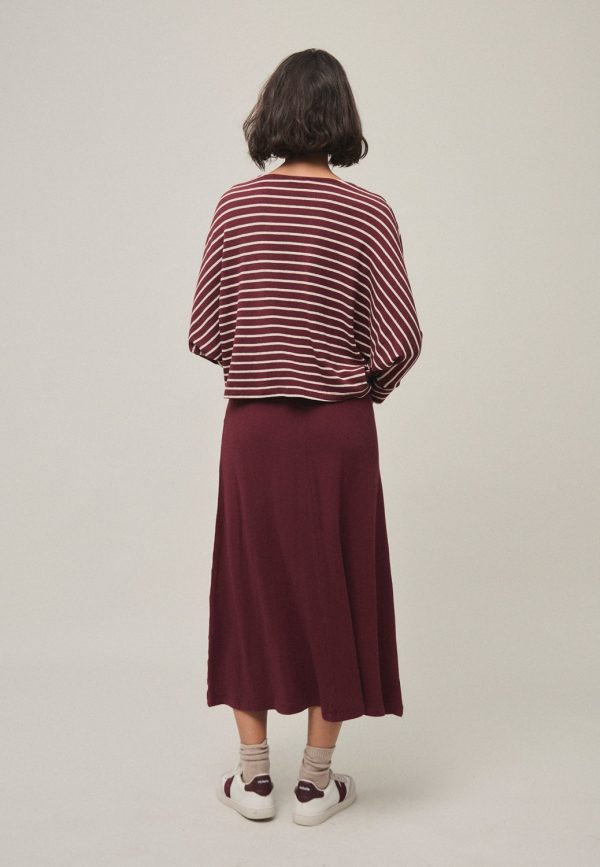 Falda Larga Punto Midi Granate