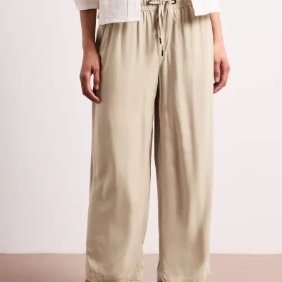 Pantalón de Talle Alto Beige