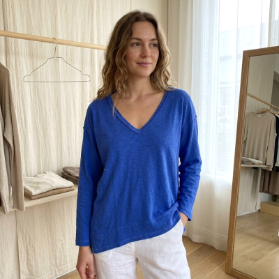 Camiseta Manga Larga Pico Azul