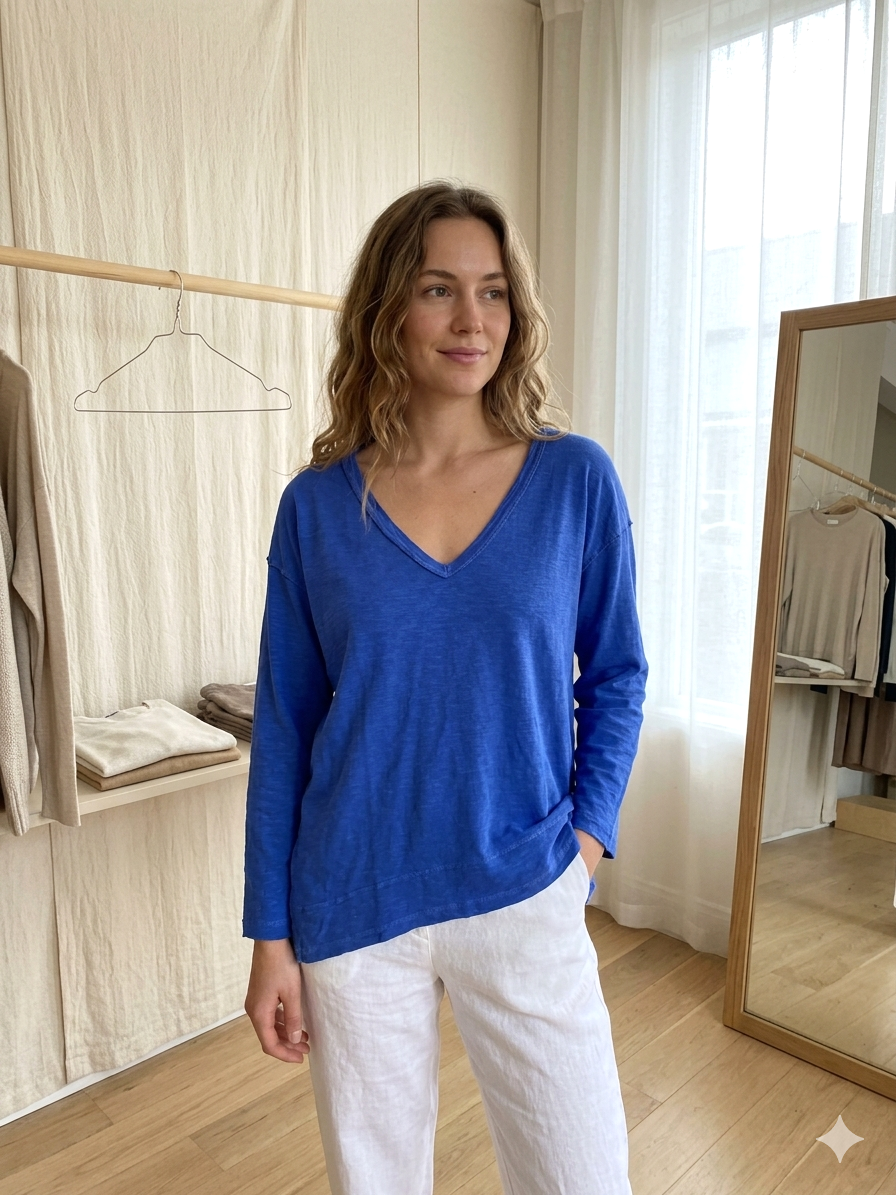 Camiseta Manga Larga Pico Azul