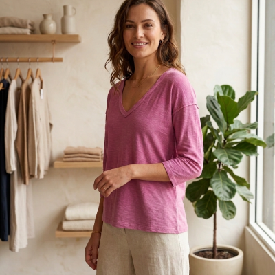 Camiseta Manga Larga Pico Rosa