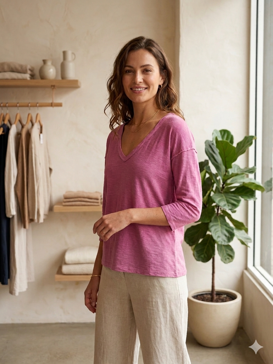 Camiseta Manga Larga Pico Rosa