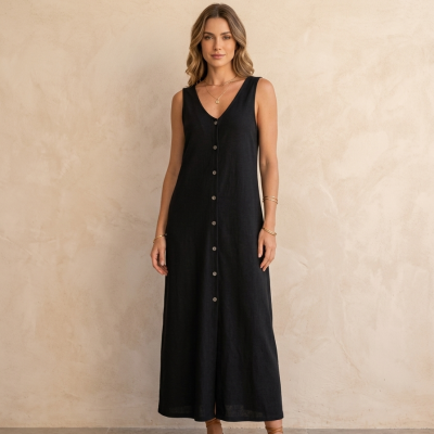 Vestido Botones NLV Carbón