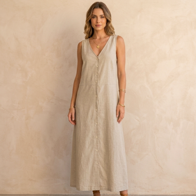 Vestido Botones NLV Crudo