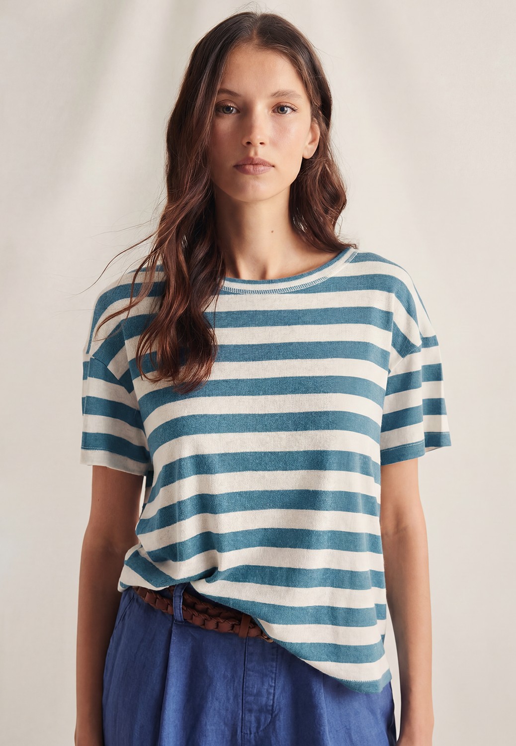 Camiseta M/C Rayas Petróleo