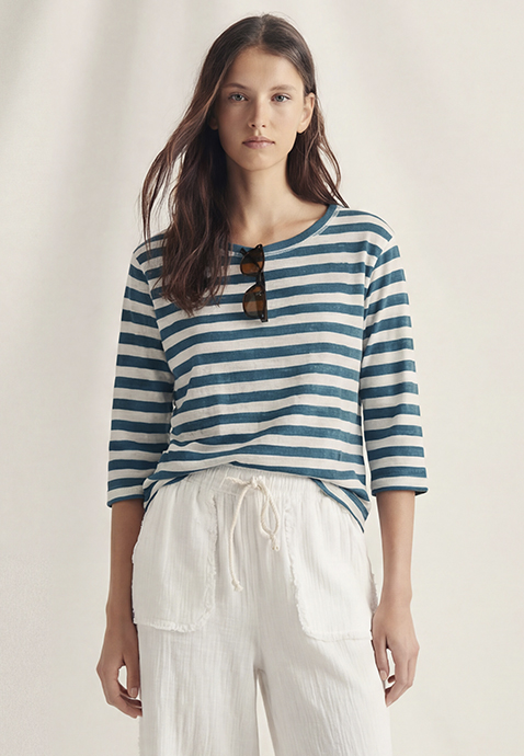 Camiseta M/L Rayas Petróleo