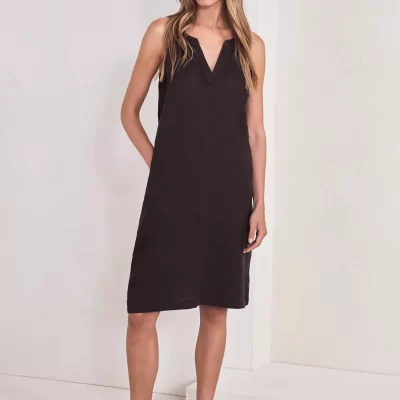 Vestido Marrón con Escote en V