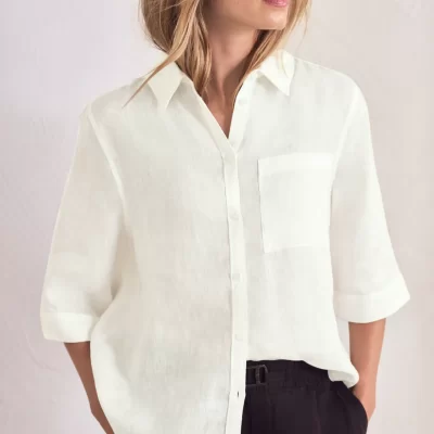 Blusa Blanca Manga Tres Cuartos