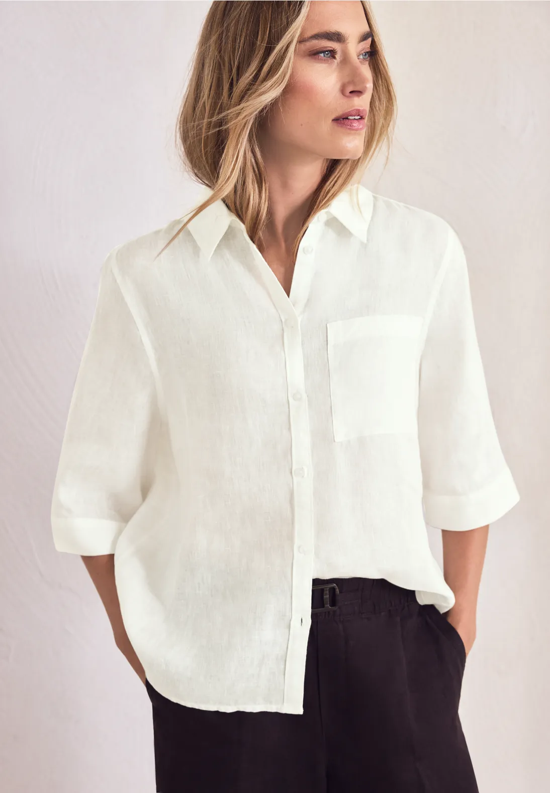 Blusa Blanca Manga Tres Cuartos