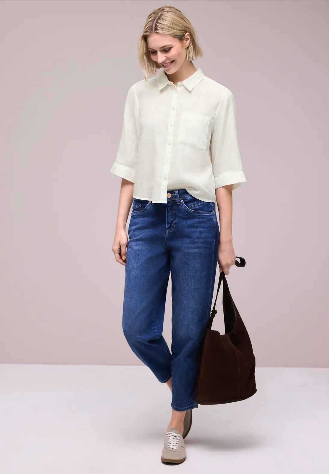 Blusa Blanca Manga Tres Cuartos