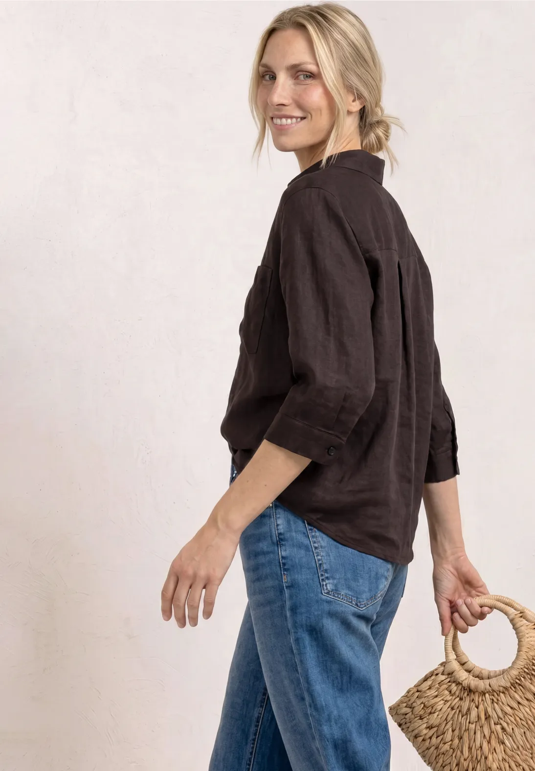 Blusa Marrón Manga Tres Cuartos