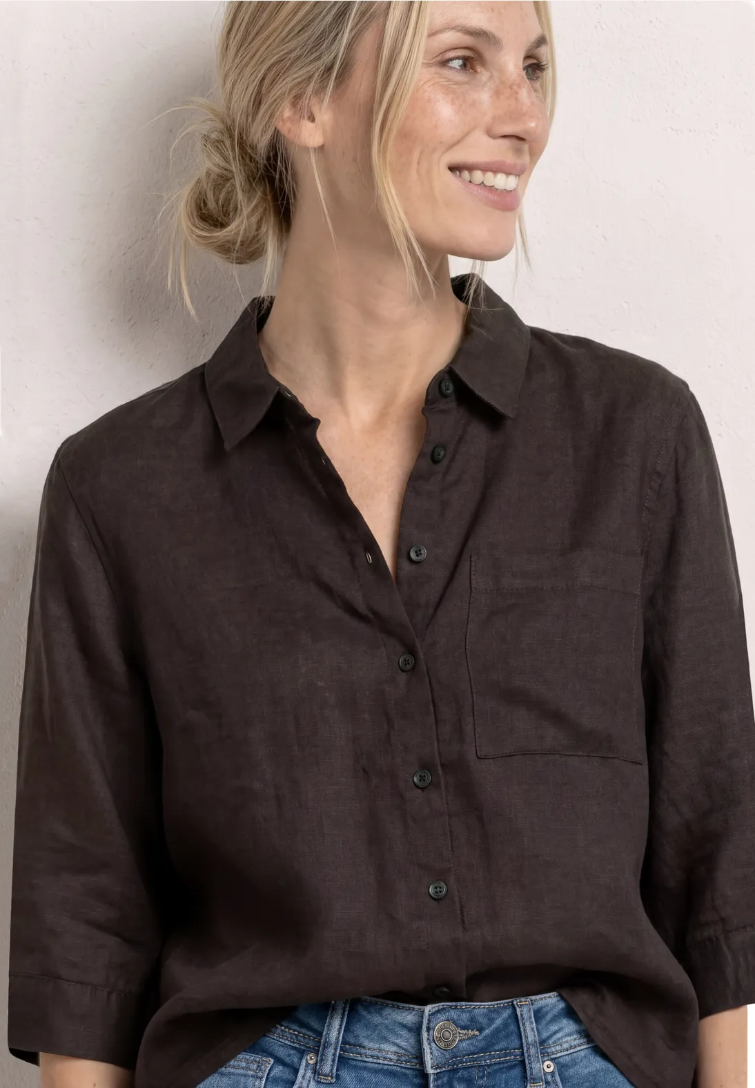 Blusa Marrón Manga Tres Cuartos