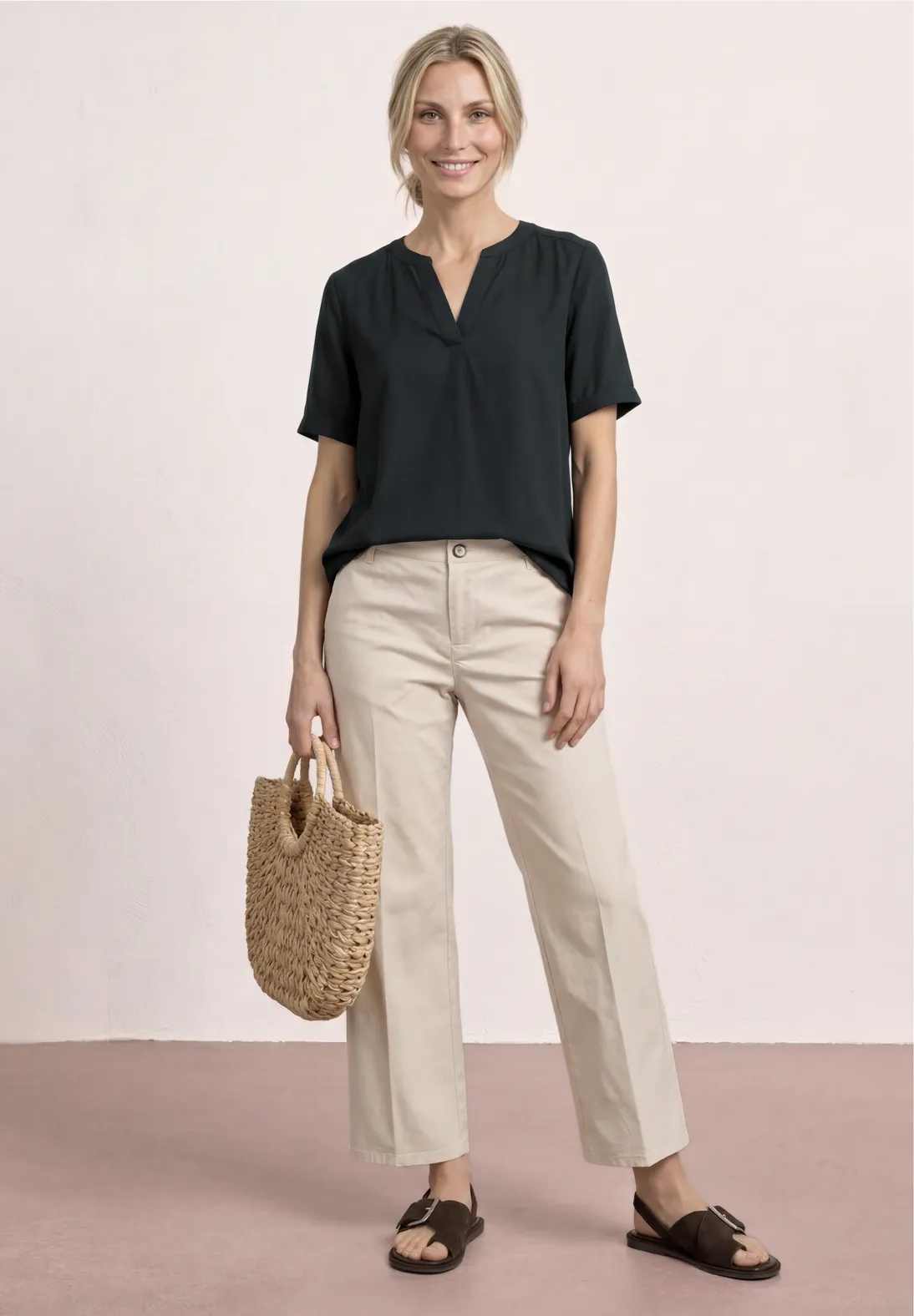 Blusa Verde Oscuro con Escote en V