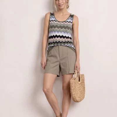 Bermuda de Talle Alto Beige Oscuro