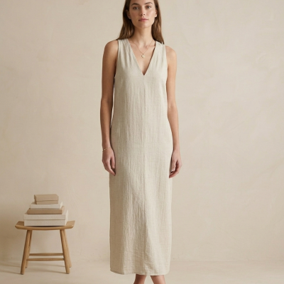 Vestido Midi Ripple Crudo