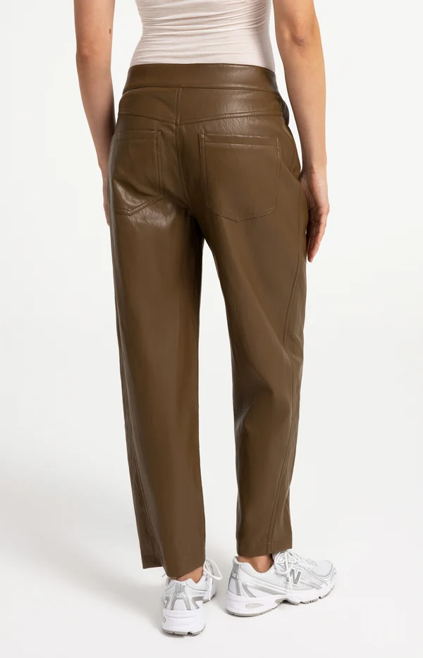 Pantalones Ajustados De Piel Sintética Marrón Teca