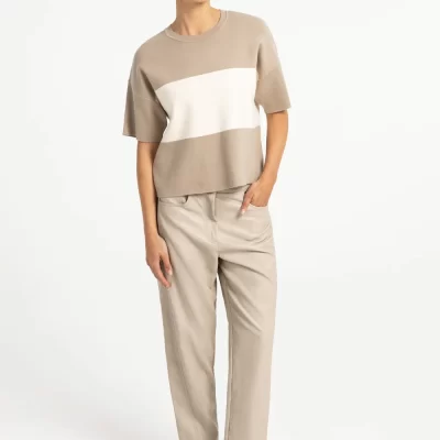 Pantalones Ajustados De Piel Sintética Cachemira Pura Gris