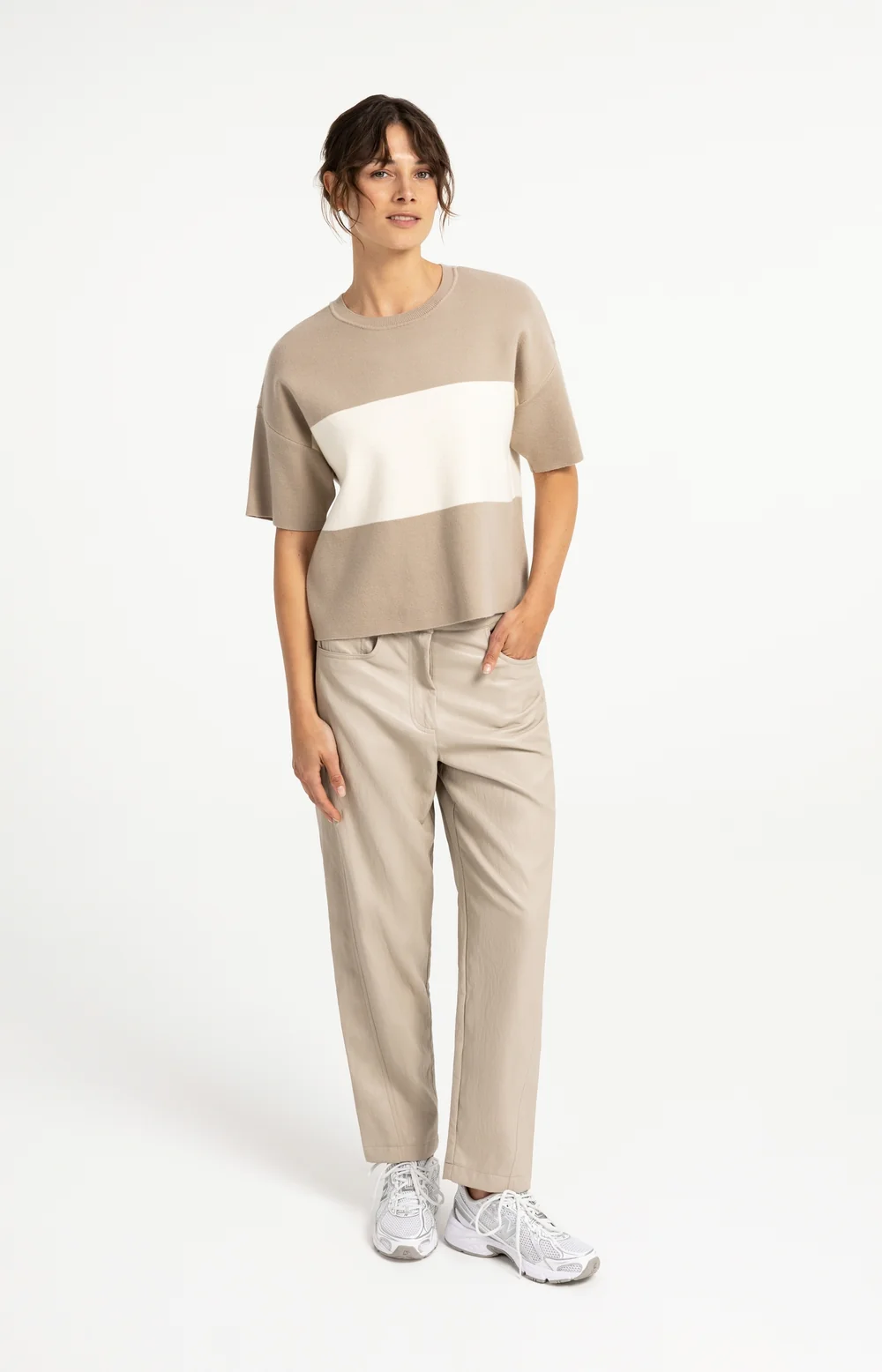 Pantalones Ajustados De Piel Sintética Cachemira Pura Gris
