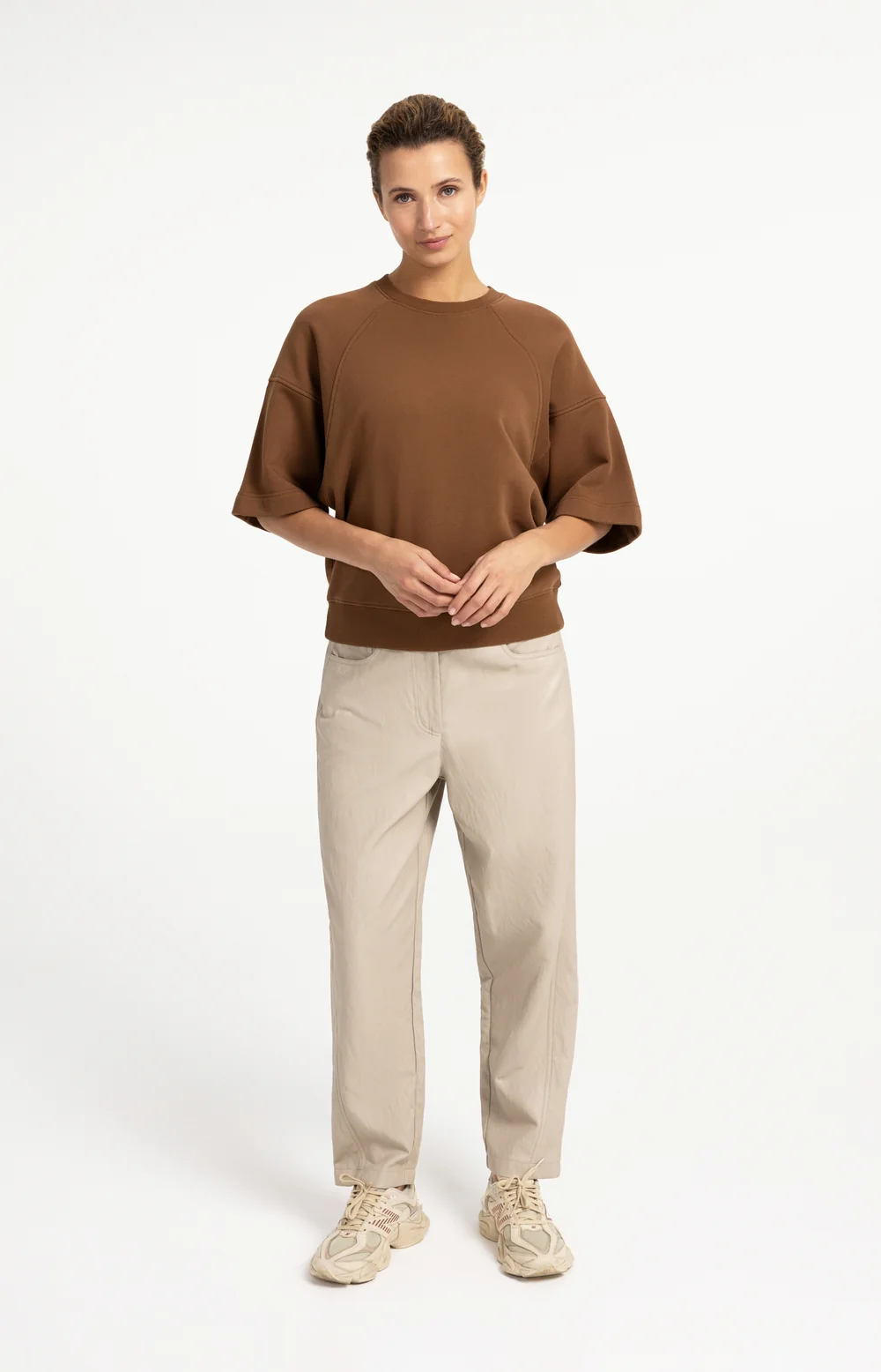 Pantalones Ajustados De Piel Sintética Cachemira Pura Gris