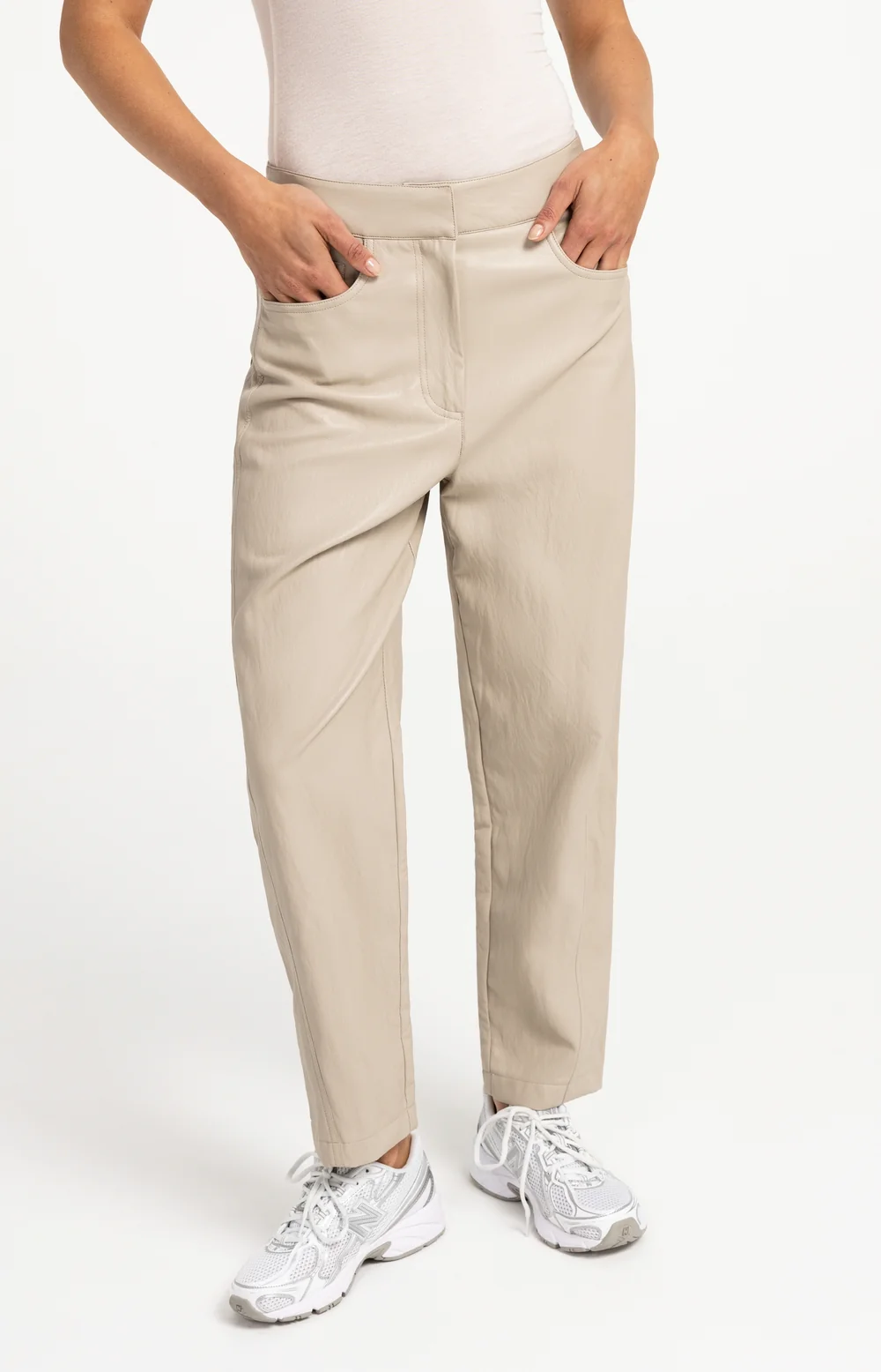 Pantalones Ajustados De Piel Sintética Cachemira Pura Gris