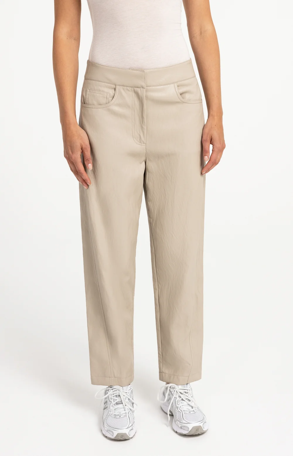 Pantalones Ajustados De Piel Sintética Cachemira Pura Gris