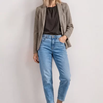 Blazer Básico con Cuello de Solapa Marrón