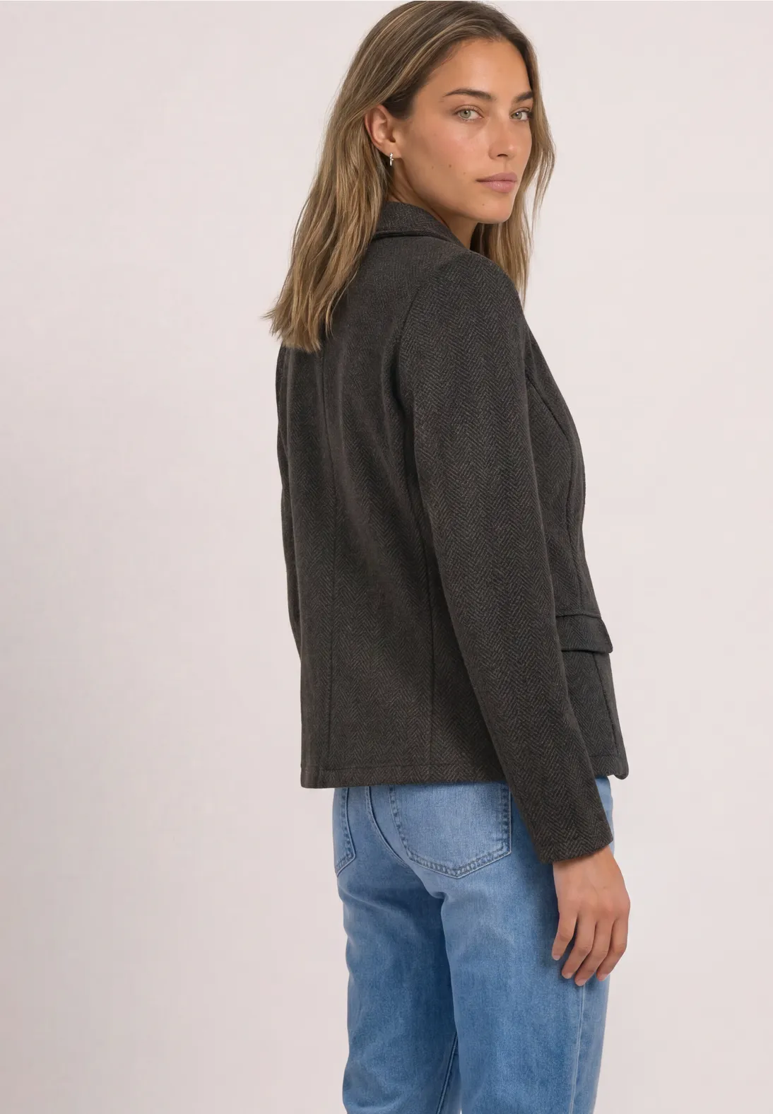 Blazer Básico con Cuello de Solapa Café Negro