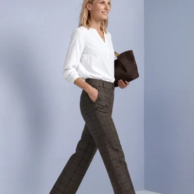 Pantalon Recto de Talle Alto Marrón