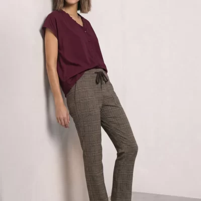 Pantalones de Talla Medio Marrón silla de Montar